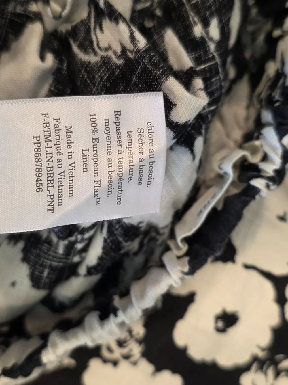 Everlane Linen Pull-On Barrel Pant Black Bone Floral